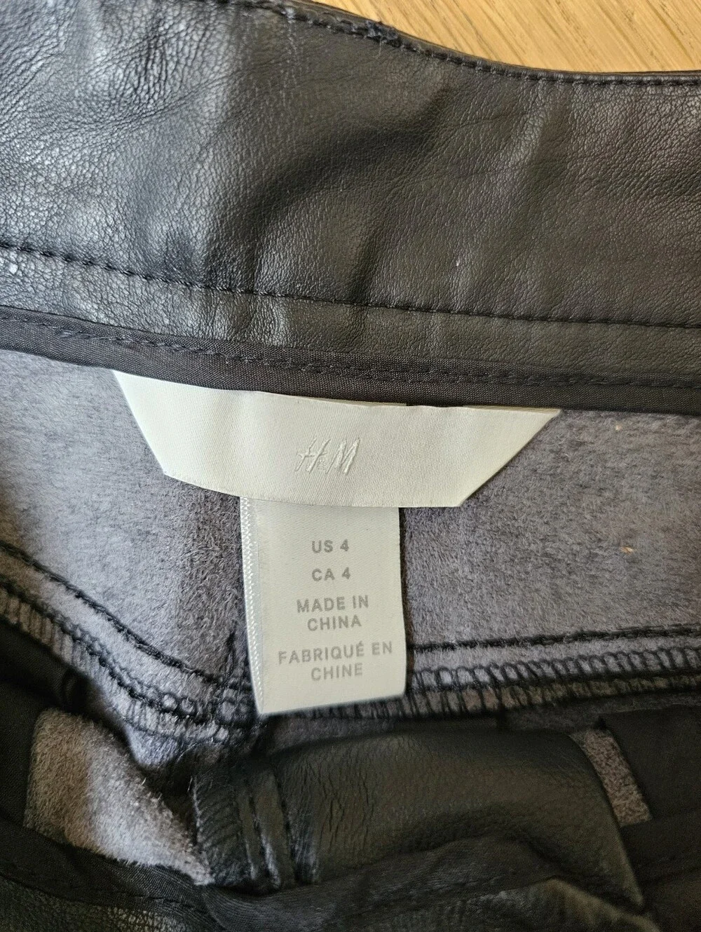 H&M black faux leather straight leg pants 4 - Picture 4 of 9